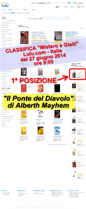 Il Ponte del Diavolo di Alberth Mayhem – PRIMO CLASSIFICATO su Lulu.com – Categoria “Mistero e Gialli” – 27 giugno 2014