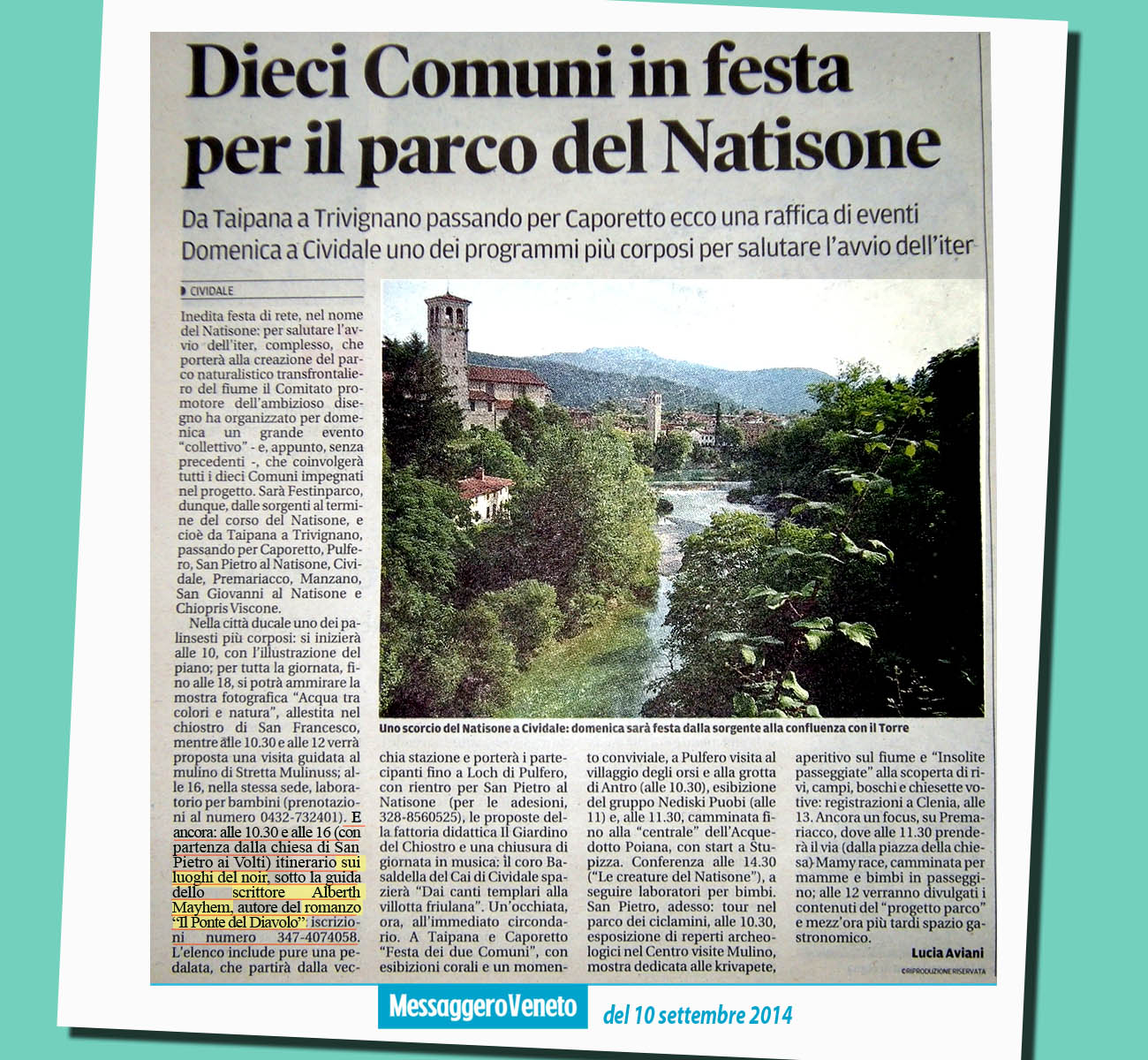 10 Comuni scelgono anche lo scrittore Alberto Misano (Alberth Mayhem) per promuovere il Natisone - Messaggero Veneto